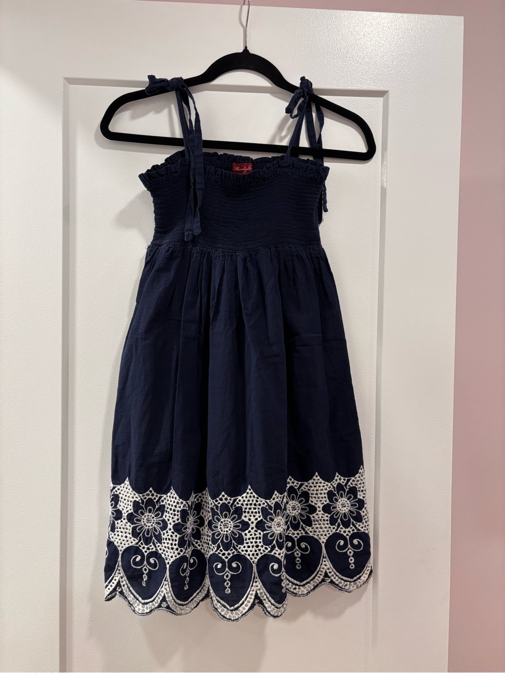 Girls Moonlight Navy Blue Cotton Sundress Size M Smocked Boho Dress